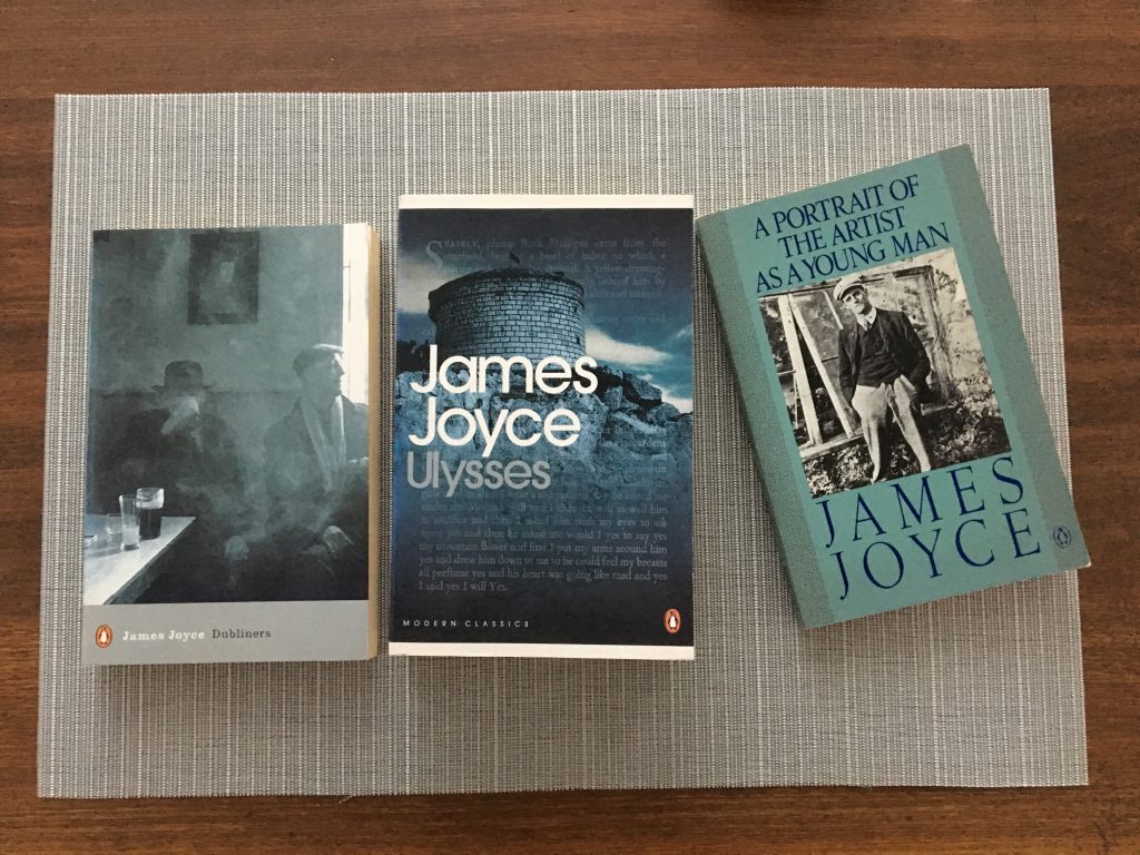 Books by the classic Irish modernist James Joyce.